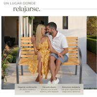 Banco de Jardín Exterior, Madera Lacada y Hierro Fundido, Diseño Elegante, Resistente y Estable, Patio y Terraza - Tradicional - details 4