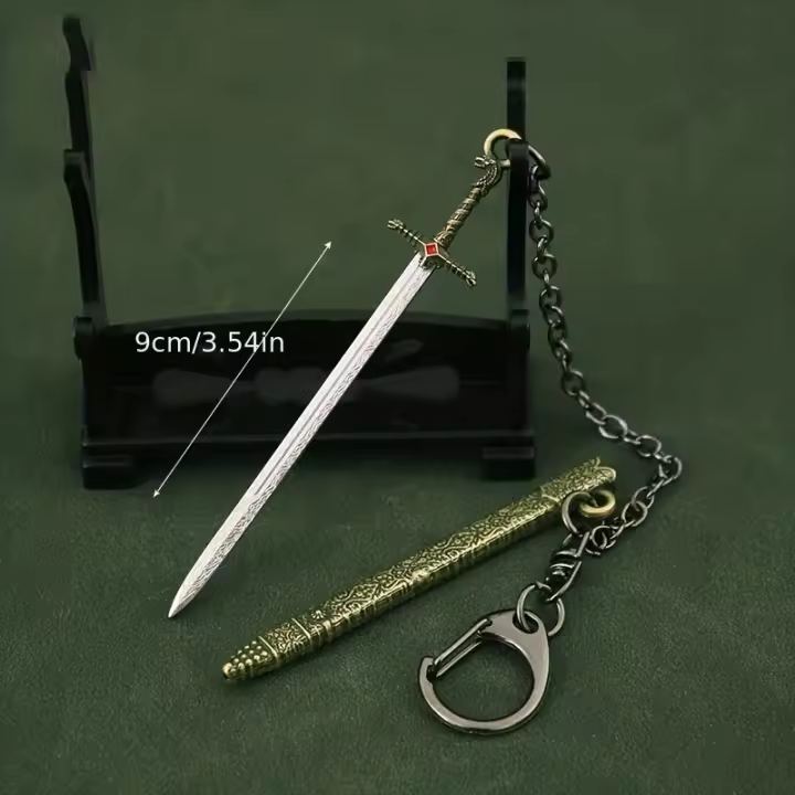LLavero de espada famosa antigua de Metal sin bordes, colgante de bolso, llavero interesante - 1