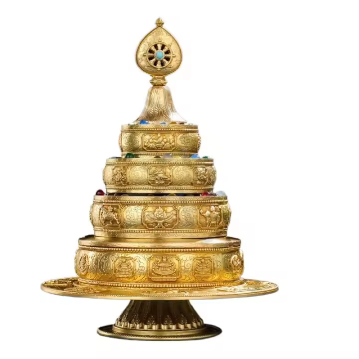 Huibao Manzha latón imitación Nepal ocho tallas propicias juego completo de reparación tibetana Mancha Luo placa Manda de 13cm - 1