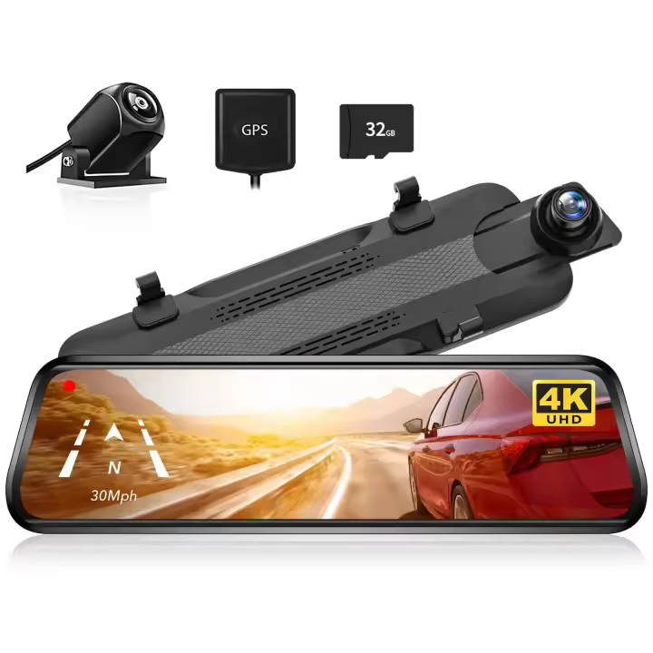 Cámara de Tablero DVR Automotriz 4K Lente Doble Soporte GPS Vista de Estacionamiento - 1