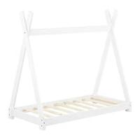 Cama para niños Tipi Carpa Indio 80x160 cm Marco de cama para niños Cama de Pino macizo Blanco