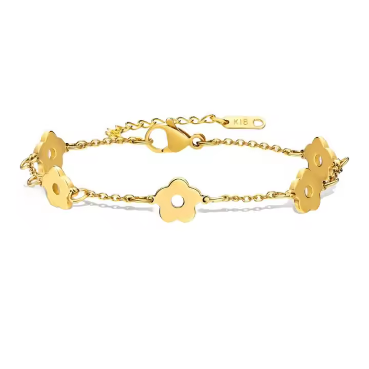 Pulsera de Flor de Oro 18K Cadena Hipoalergénica de Acero Inoxidable Imprescindible en la Playa - 1