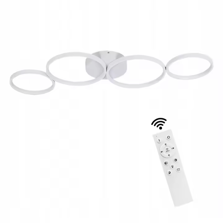 CBJKTX Luz de Techo LED Luz de Techo Regulable: 4 Llamas Lámpara Moderna para Sala de Estar Lámpara de Dormitorio con Anillo Redondo Blanco de 55 W con 87 cm - 1