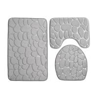 Juego de cubierta de asiento de inodoro, alfombrilla de baño, alfombra de suelo para cuarto de ducha, felpudo absorbente antideslizante, guijarros, decoración de bañera, 3 piezas - details 2