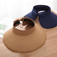 Nuevo sombrero con viseras de verano para mujer, sombreros de paja con lazo grande y ancho, gorros de protección UV para playa para mujer - details 1