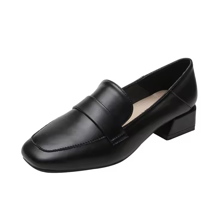 Mocasines de mujer con plataforma interior para aumentar la altura, puntera cuadrada, boca poco profunda, tacón grueso y suela suave. - 1