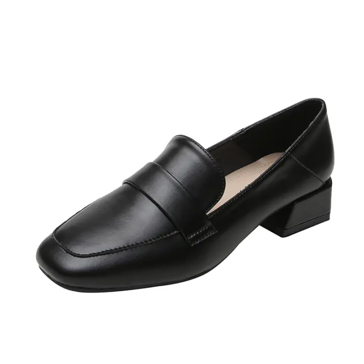 Mocasines de mujer con plataforma interior para aumentar la altura, puntera cuadrada, boca poco profunda, tacón grueso y suela suave. - 1