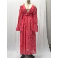 Vestido de mujer con cuello en V, floral, vestido largo rosa, tallas grandes - details 8