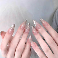 Uñas Postizas De Prensa En Forma De Almendra 30 Piezas 3D Con Diamantes Adhesivo Y Linterna Para Fiesta - details 0