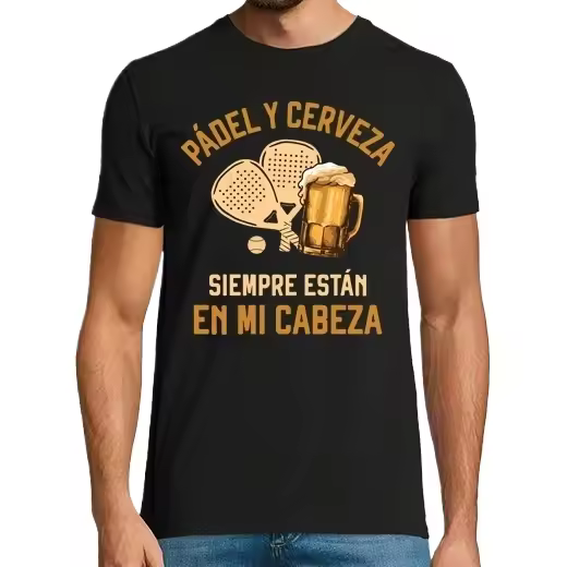 padel y cerveza jugador de padel,Camiseta de Pádel Divertido, ropa para exteriores - 1