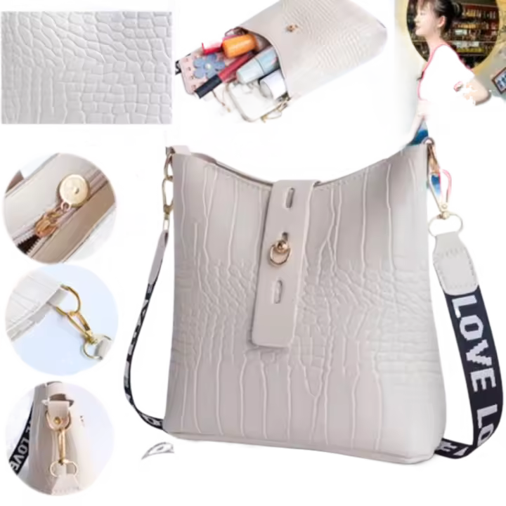 Bolsos cruzados de Color sólido con correa con estampado de letras simples, bolso de mensajero, bolsos de hombro, bolsos de mujer - 1