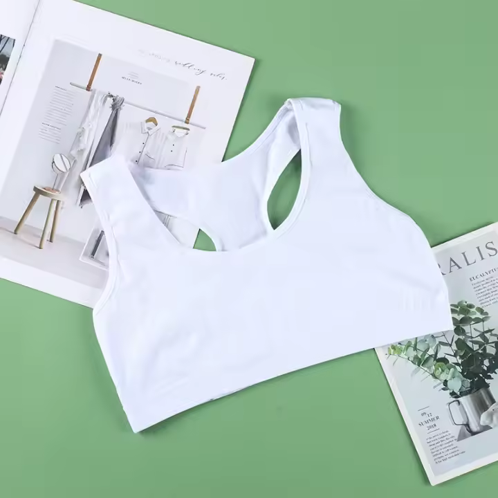 Ropa interior deportiva estilo chaleco con anillo sin acero de color sólido, sujetador de tendencia fitness, ropa interior de algodón - 1