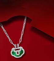 QееΙīп Collar Yu Yi mediano en oro amarillo de 18 quilates con diamantes y jade negro - details 19