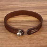 Jiayiqi-pulsera Vintage de cuero genuino para hombre y mujer, brazalete de mano, brazalete Punk, regalo de joyería para pareja - details 16