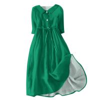 Vestido de Verano para Mujer 2024 Moda Casual con Cuello de Corbata Mangas 3/4 Botón de Cierre - details 8