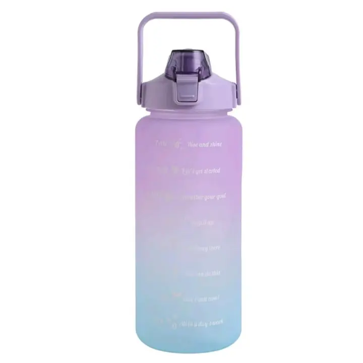 Botella potenciadora para beber, botella de agua deportiva con marcador de tiempo, 2000ml - 1