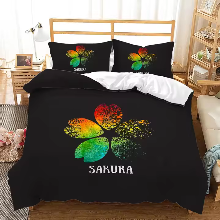Juego de Ropa de Cama con Diseño de Cerezo Japónesako Sakura en Tamaño King/Queen Floral Primaveral Vintage para Mujeres y Niñas - 1