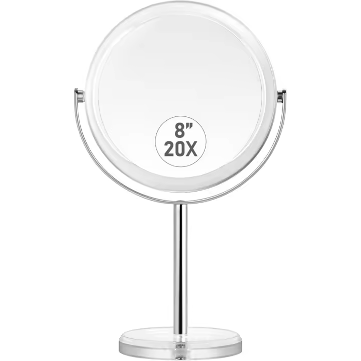 MIYADIVA Espejo de maquillaje, soporte de aumento de doble cara 1X y 20X, espejo de tocador magnificado de mesa con 360 ° Rotación para baño o - 1