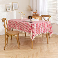 Manteles de algodón con borlas a cuadros Gingham, mantel rojo para banquetes, vacaciones, eventos especiales, decoración al aire libre y del hogar - details 1
