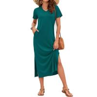 Vestido de Verano 2025 para Mujer Cuello en V, Abertura Lateral, Manga Corta, Tendencia de Moda - details 12