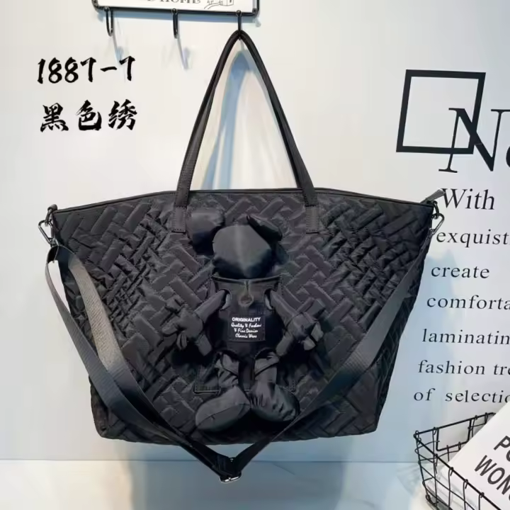 Bolso grande de hombro, bolso nuevo para mujer, bolso de mano de hilo bordado de nailon, bolso de mensajero portátil de moda, bolso de viaje de gran capacidad. - 1