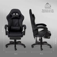 Gaming con Respaldo Ergonómico Inclinable y Altura Ajustable, Silla de Oficina con Soporte Lumbar, Acolchado y Reposapiés Extraíble, Negro, 58x66x114-124 cm - details 2