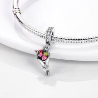 Dijes de la serie Floral en plata de ley 100% auténtica para mujer, joyería fina, pulsera y brazaletes de cumpleaños, material: metal principal - details 3