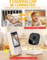 Monitor para bebés con cámara 720P IPS Video Monitor para bebés con cámara y visión nocturna Modo VOX de 2,8 pulgadas Zoom digital Alarma de alimentación de audio bidireccional Sensor de temperatura para padres - details 0