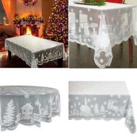 Mantel redondo/rectangular, mantel Ense blanco con estampado de copos de nieve, mantel de boda para decoración del hogar, Navidad - details 0