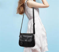 Bolso bandolera pequeño negro para mujer, bolso cruzado de cuero PU suave lavado, bolsos femeninos - details 3