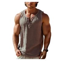 Camiseta sin mangas de algodón y lino de verano para hombre, camiseta informal Vintage sin mangas para hombre, camiseta deportiva sin mangas, camiseta sin mangas para hombre - details 0