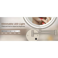 Rocollos Maquillaje iluminado montado en la pared enchufable de 8 pulgadas, aumento 1X/10X, tocador de baño LED de doble cara, regulable en 3 - details 3