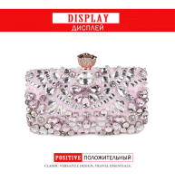 Bolso de mano con cadena y diamantes de imitación para mujer, Cartera de noche para boda y fiesta - details 10