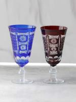 Copas de Cristal de Estilo Bohemio Cortadas a Mano Azul Edo Kiriko Ideal para Bodas 4.8in 3.3oz - details 0
