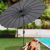 Sombrilla de Playa Grande Parasol Inclinable con Manivela Protección UV para Patio, Jardín, Piscina, Exterior Gris - details 18