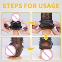 Empaque privado SEXY Anillo de alargamiento Extensor Alargador Funda para pene Retraso de la eyaculación Condón reutilizable Juguetes sexuales para adultos para hombres - details 4