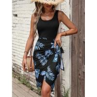 Vestido midi de verano estampado para vacaciones en la playa para mujer - details 5