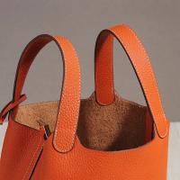 Moda cuero genuino kraft bolsa de almuerzo, bolsa de cubo boca, canasta de comida - details 27