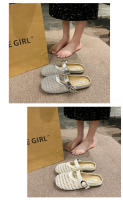 Verano casual ahuecado bolsa de un pedal zapatillas de mujer, nuevas zapatillas de plataforma plana con hebilla de cinturón, medias perezosas transpirables. - details 6