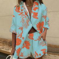 Conjunto de Verano 2025 para Mujer Blusa de Cuello Camisero con Estampado Floral y Shorts Holgados - details 3
