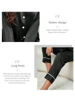Pijamas de Seda para Mujer Tops y Pantalones de Talla Grande Ropa de Dormir Informal con Botones - details 5