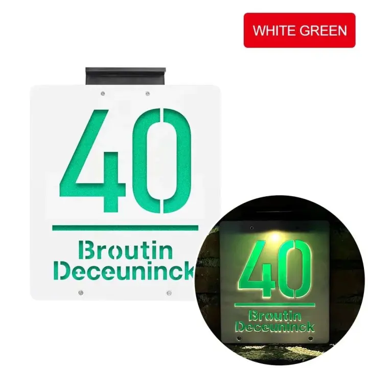 Placa acrílica personalizada para el hogar, señal exterior con número de casa, dirección familiar Solar Exterior, corte láser LED - 1