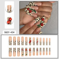 Uñas postizas minimalistas uñas extra largas uñas postizas francesas leopardo cherry piezas de uñas removibles - details 1