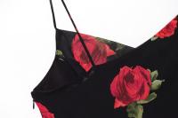 Ropa de mujer europea y americana gasa popular largo estampado floral cuello de columpio vestido largo de viaje de vacaciones vestido - details 4