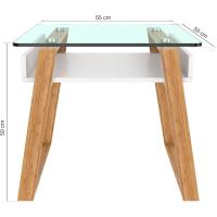 Mesita de Centro Rectangular, de Vidrio y Madera con Bandeja para Revistas, Mesa de Centro Baja para Salón y Oficina - details 28