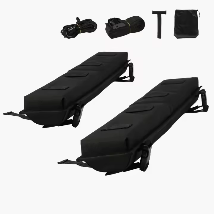 SucceBuy Almohadillas suaves para portaequipajes, universales de 30" para diferentes barras transversales. Carga de 176 libras para equipaje, kayak. Viene con 2 correas de amarre, 2 correas de bucle rápido y bolsa de almacenamiento para SUP, canoa y snowb - 1