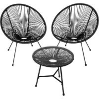 Conjunto de Exteriores de Jardín de Acero 2 Sillas y Mesa de Cristal Resistentes a la Intemperie - details 0