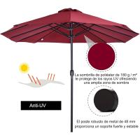 Parasol Doble para Jardín Sombrilla Gigante Anti UV con Manivela Tamaño 4,55x2,65x2,38 m Color Gris - details 11