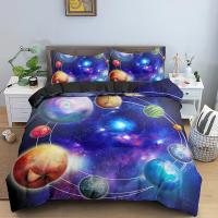 Funda de Edredón 3D Tema Espacial Microfibra Sencillo Doble Twin Queen King Tamaño 2/3 Piezas Juego de Ropa de Cama - details 6