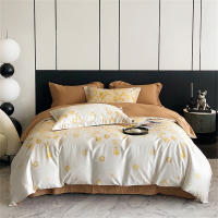 Svetanya Juego de Ropa de Cama con Diseño Floral Pastoral en Amarillo y Morado Tamaño Queen y King Algodón Egipcio Ajustable - details 28